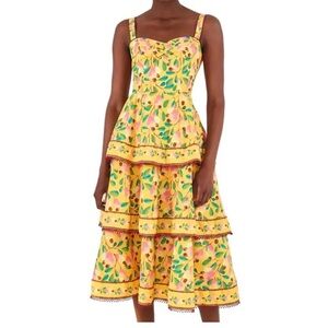 FARM Rio Multicolor Floral Tiered Midi Dress